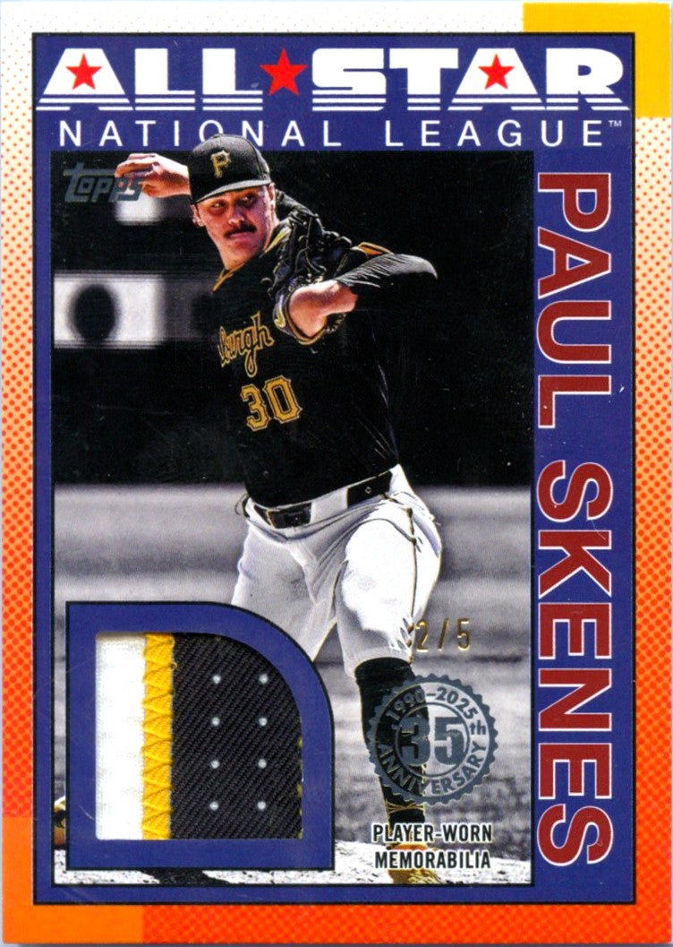 Paul Skenes 2025 Topps All Star 1990 Throwback Red Patch SP 2/5