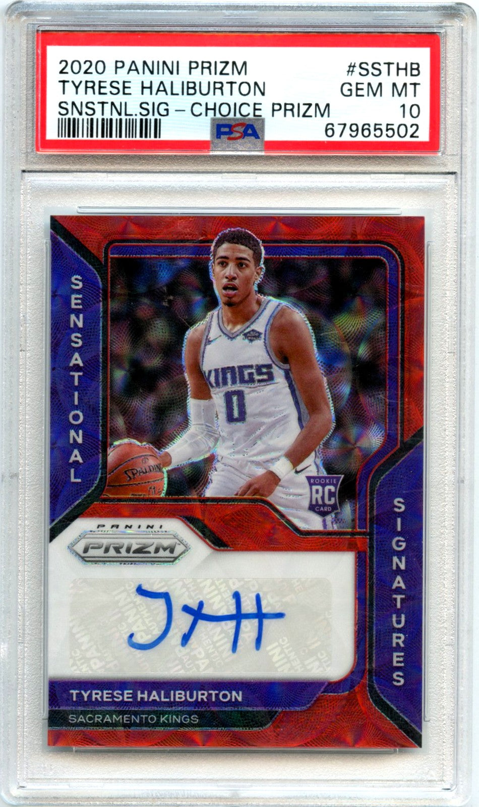 Tyrese Haliburton RC 2020-21 Panini Prizm Red Choice Sensational Rookie Auto PSA 10
