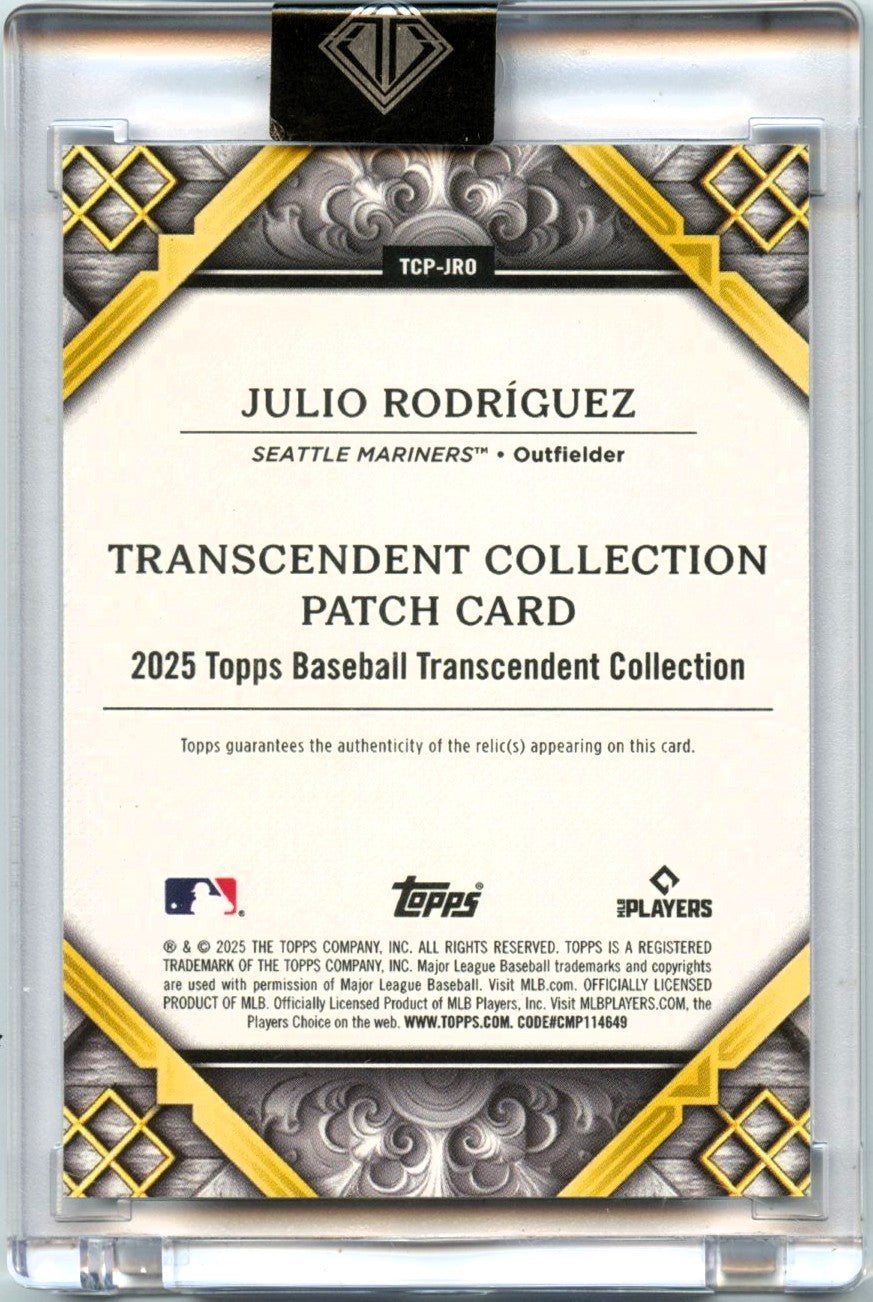 Julio Rodriguez 2025 Topps Transcendent Collection Green Game Used Patch SP 4/5