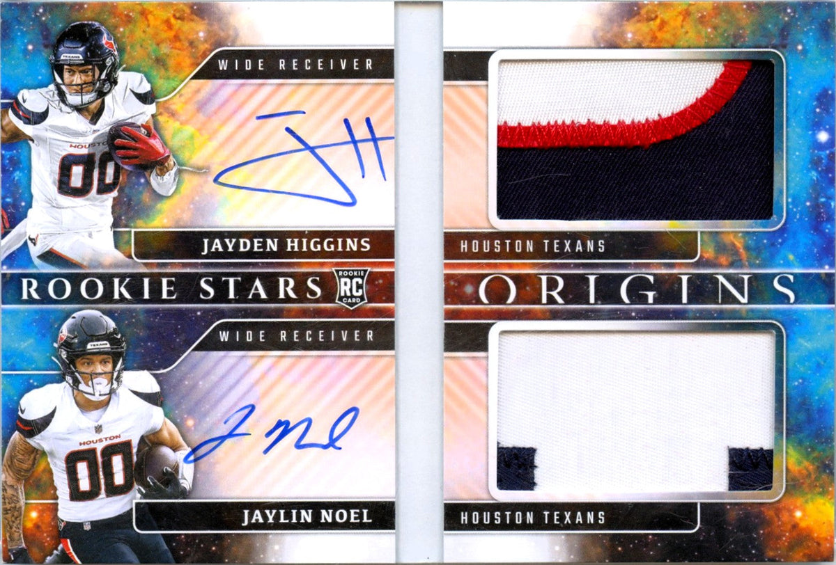 Jayden Higgins Jaylin Noel 2025 Panini Origins Booklet Rookie Stars Dual Patch Auto SP 46/49