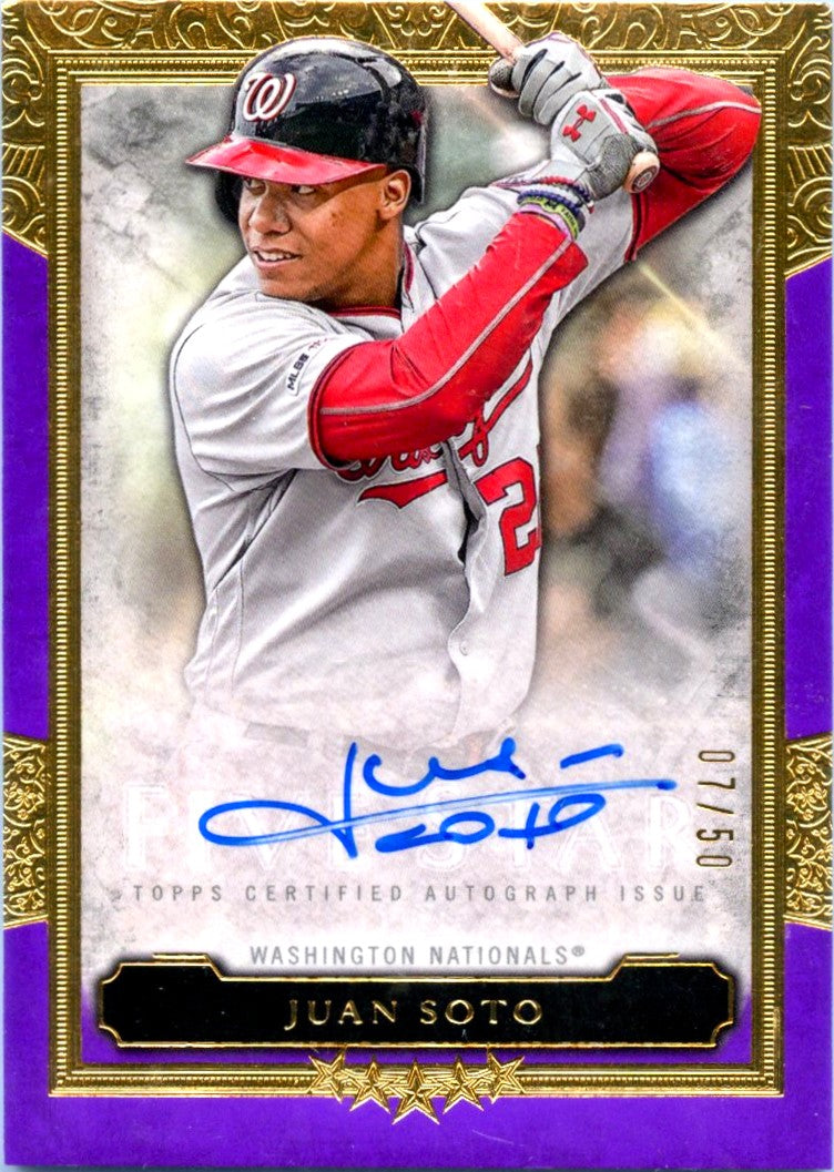 Juan Soto 2022 Topps Five Star Purple On Card Auto SP 7/50