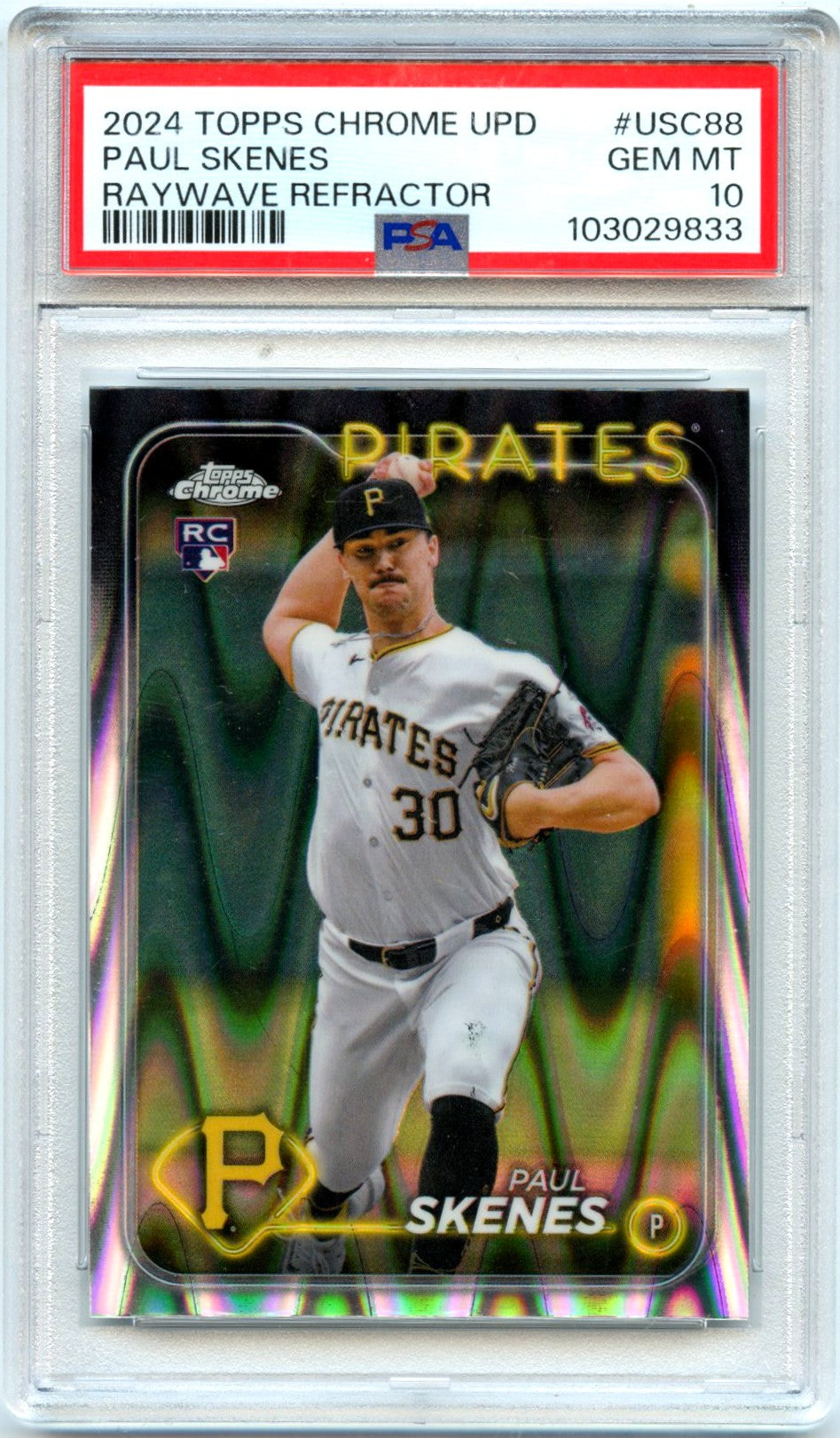 Paul Skenes RC 2024 Topps Chrome Raywave Refractor Rookie PSA 10