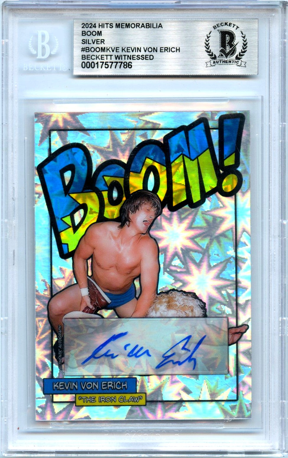 Kevin Von Erich 2024 Hits Memorabilia Silver Boom! Auto SP 2/10 Beckett Authentic