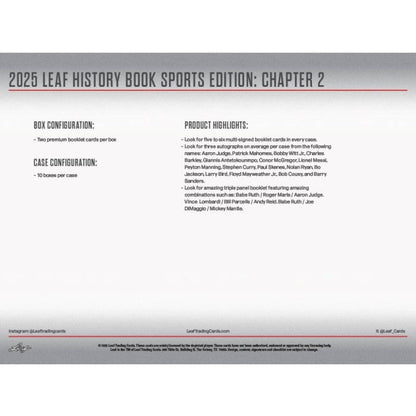 2025 Leaf History Book Sports Edition: Chapter 2 Hobby Box