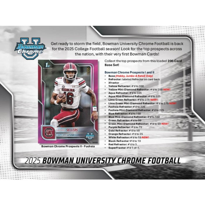 2025 Bowman University Chrome Football Jumbo 8-Box Case