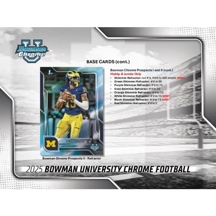 2025 Bowman University Chrome Football Jumbo 8-Box Case