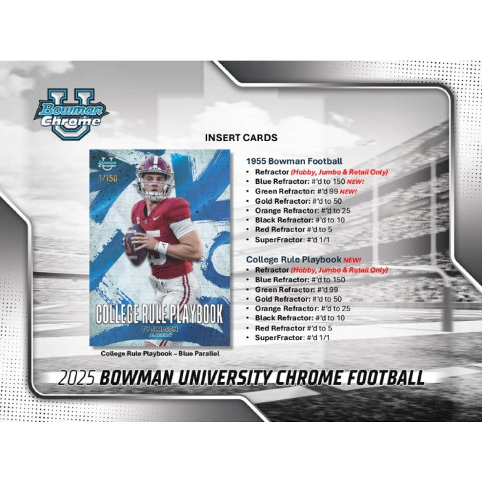 2025 Bowman University Chrome Football Hobby 12-Box Case