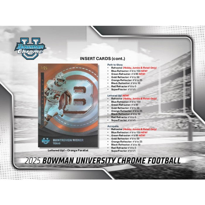 2025 Bowman University Chrome Football Hobby 12-Box Case