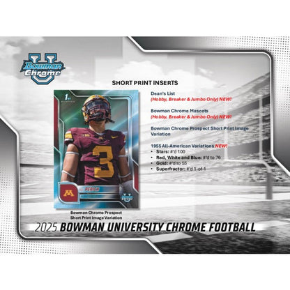 2025 Bowman University Chrome Football Hobby 12-Box Case