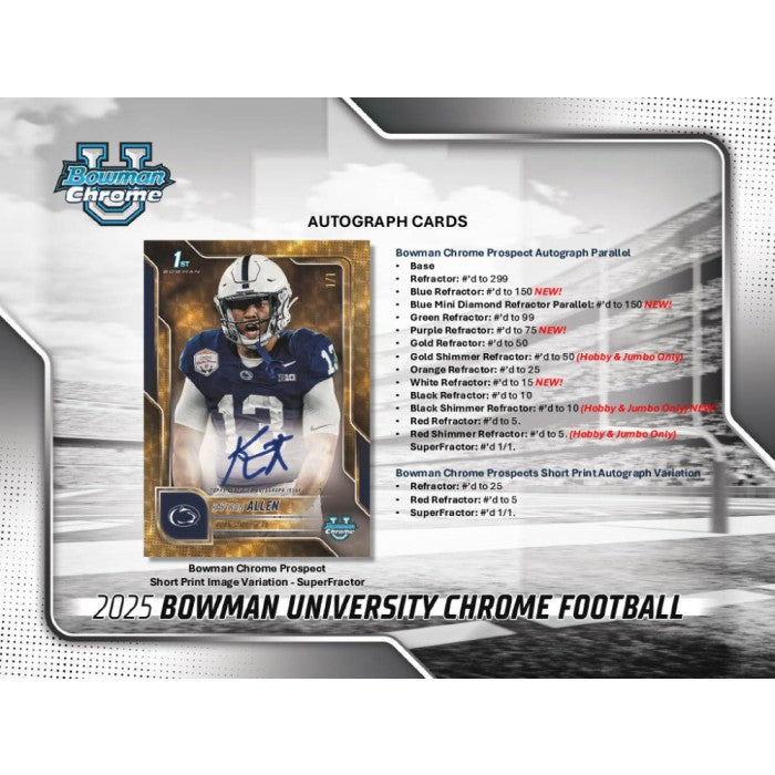 2025 Bowman University Chrome Football Jumbo 8-Box Case