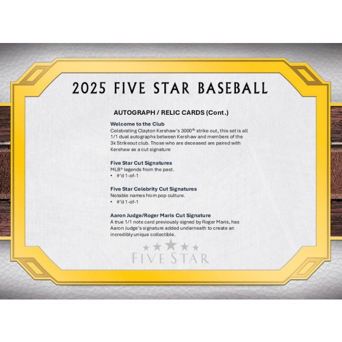 2025 Topps Five Star Baseball Hobby Box