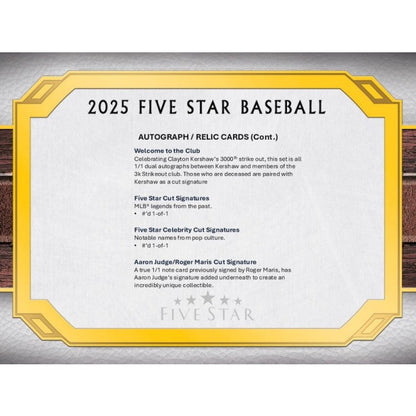 2025 Topps Five Star Baseball Hobby Box