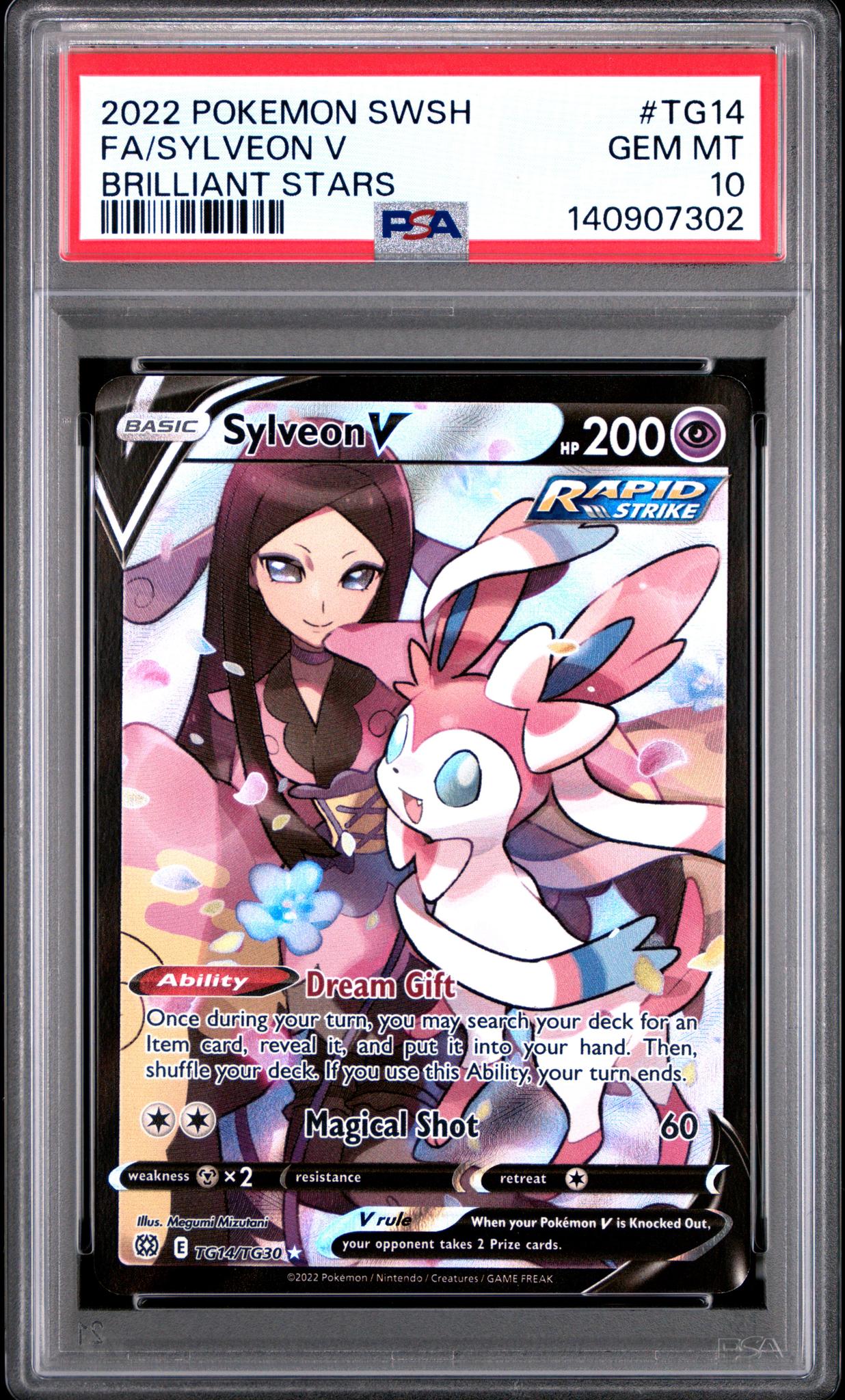 2022 Pokemon Sword and Shield Brilliant Stars Trainer Gallery Sylveon V #TG14 PSA 10