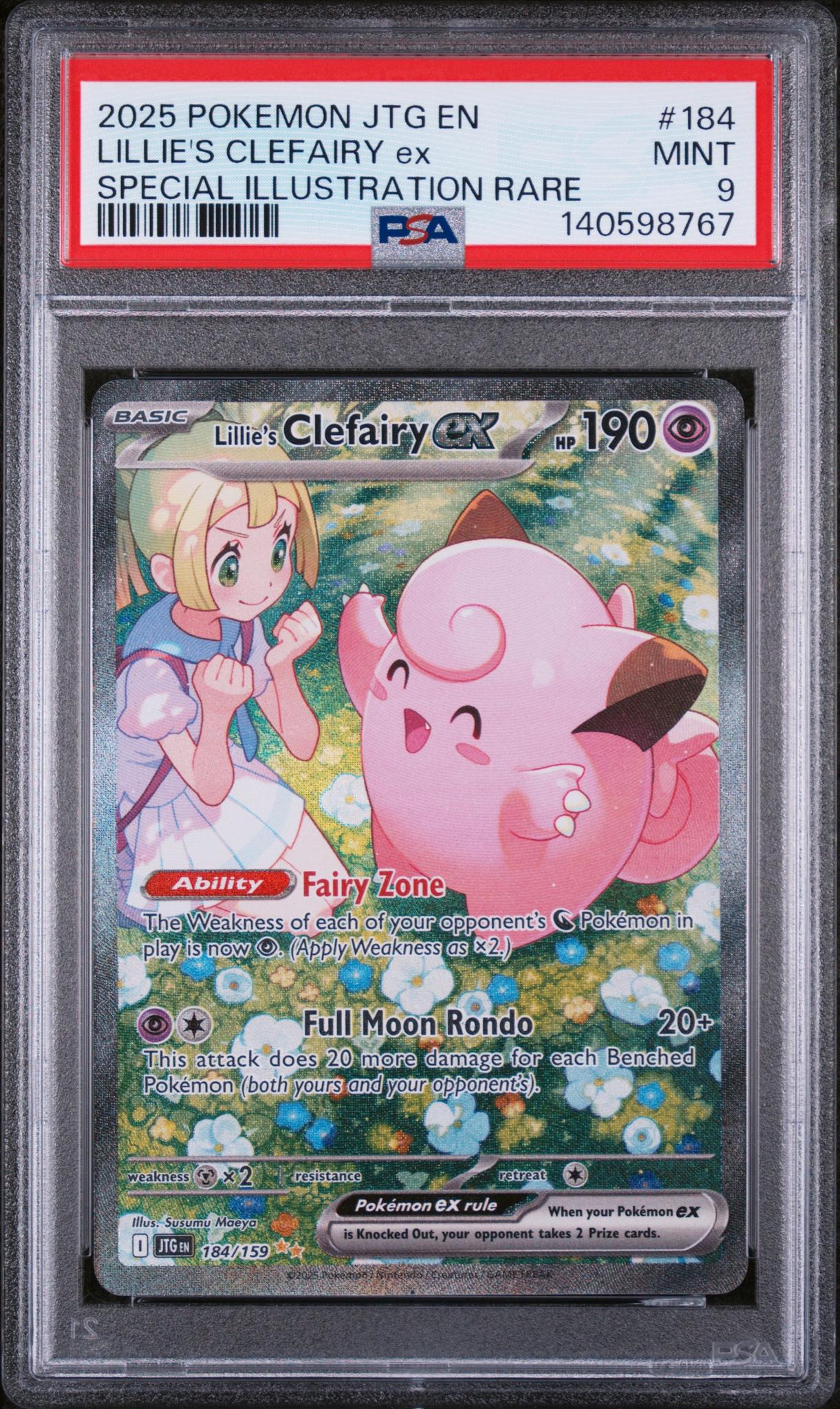 2025 Pokemon Scarlet and Violet Journey Together Special Illustration Rare Lillie's Clefairy Ex #184 PSA 9