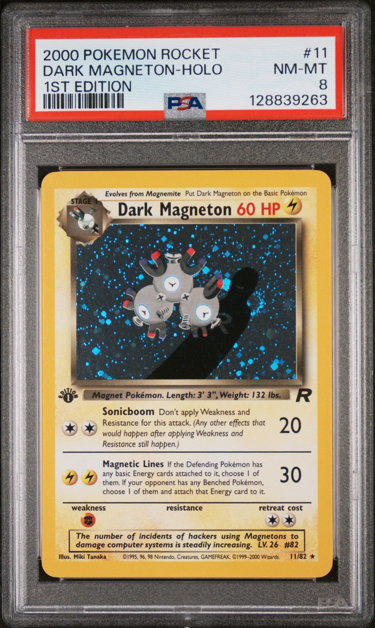 2000 Pokemon Team Rocket 1st Edition Holo Dark Magneton #11 PSA 8 128839263
