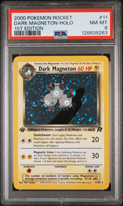 2000 Pokemon Team Rocket 1st Edition Holo Dark Magneton #11 PSA 8 128839263