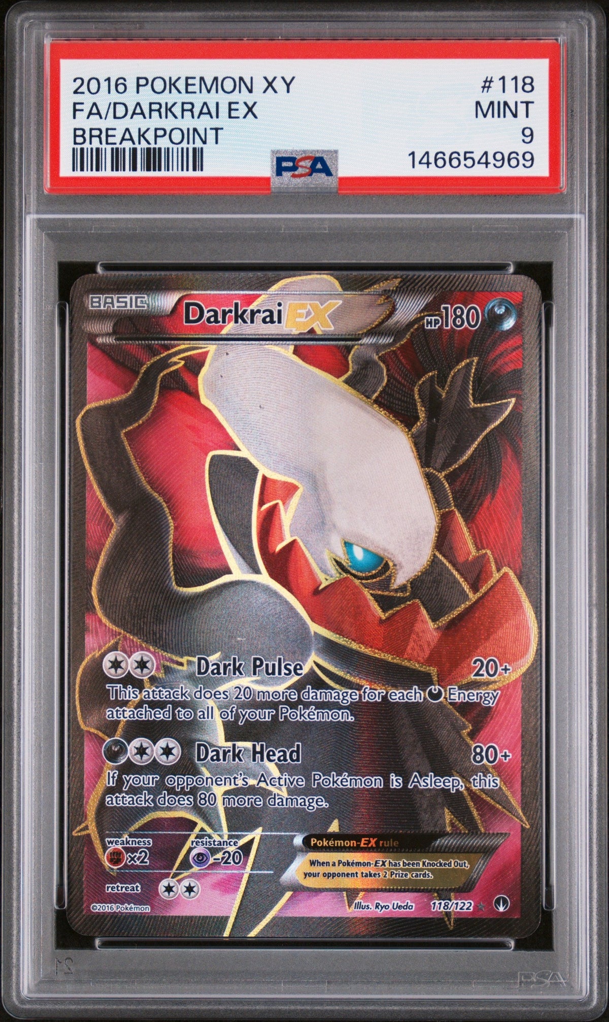 2016 Pokemon XY Breakpoint Darkrai Ex #118 PSA 9