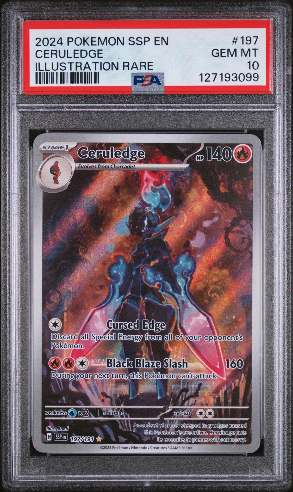 2024 Pokemon Scarlet and Violet Surging Sparks Illustration Rare Ceruledge #197 PSA 10