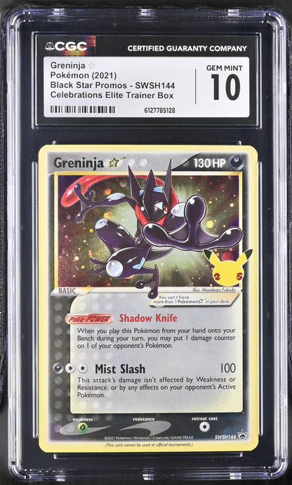 2021 Black Star Promos #SWSH144 Greninja Celebrations Elite Trainer Box CGC 10