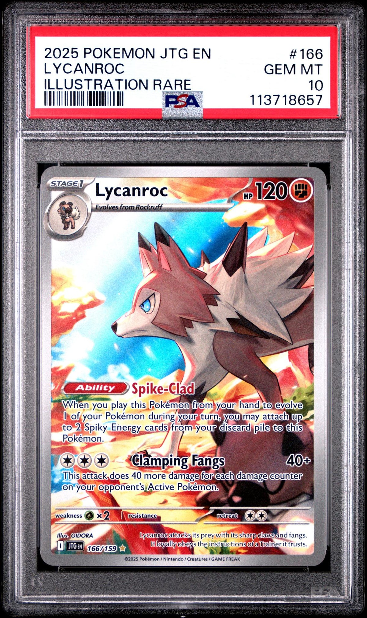 2025 Pokemon Scarlet and Violet Journey Together Illustration Rare Lycanroc #166 PSA 10