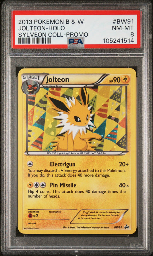 2013 Pokemon Black and White Sylveon Collection Holo Jolteon #BW91 PSA 8