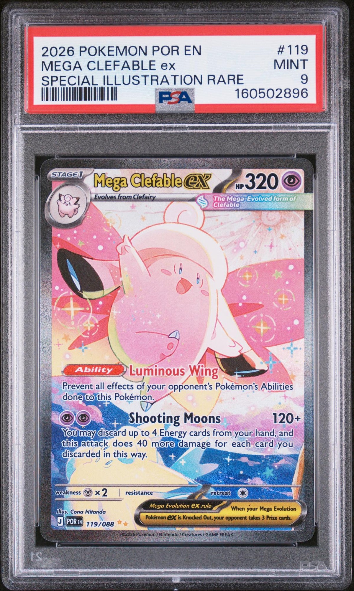 2026 Pokemon Perfect Order Special Illustration Rare Mega Clefable Ex #119 PSA 9