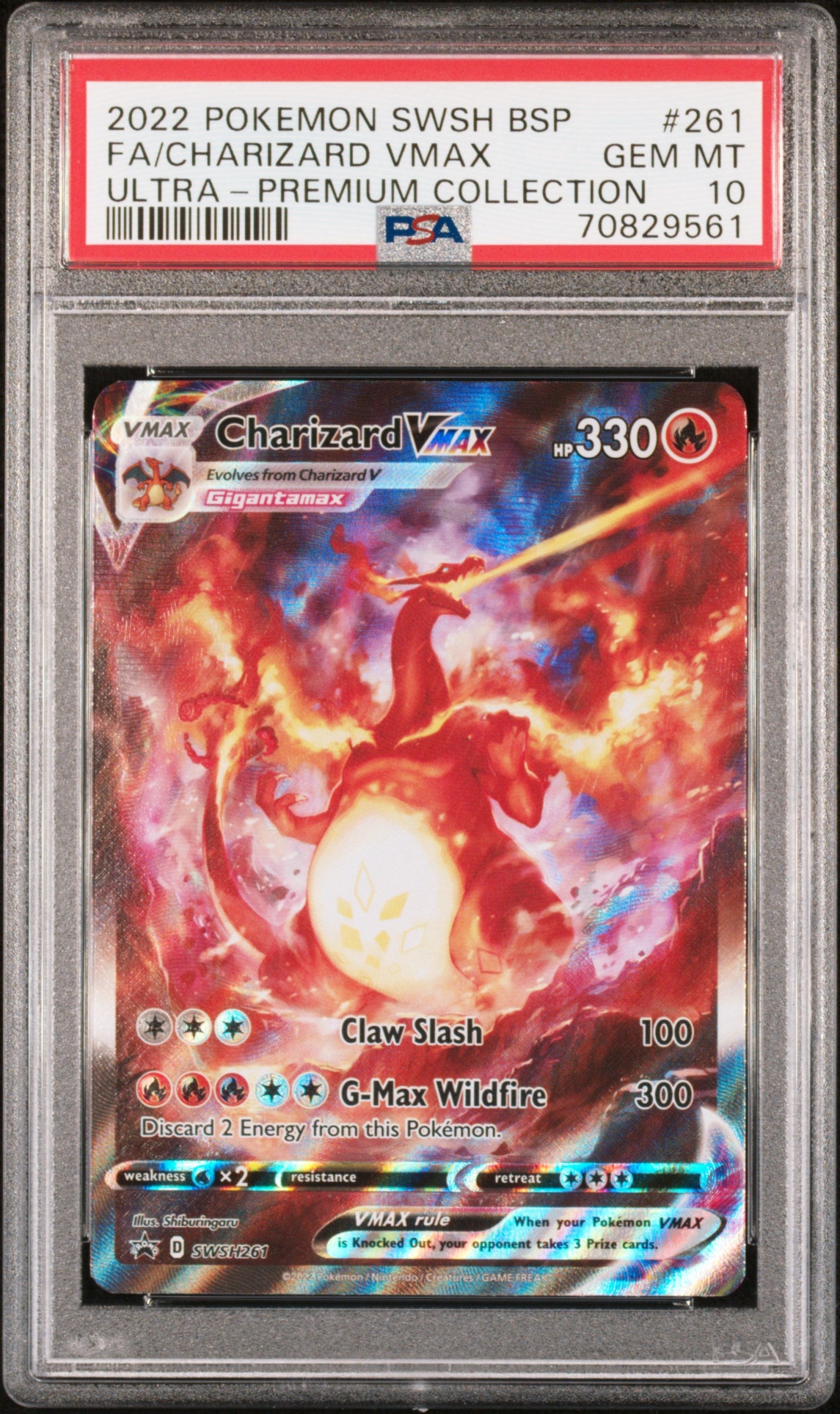 2022 Pokemon Sword and Shield Black Star Promo Ultra Premium Collection Charizard Vmax #SWSH261 PSA 10