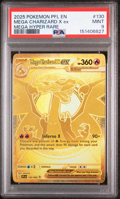 2025 Pokemon Mega Evolution Phantasmal Flames Mega Hyper Rare Mega Charizard X Ex #130 PSA 9