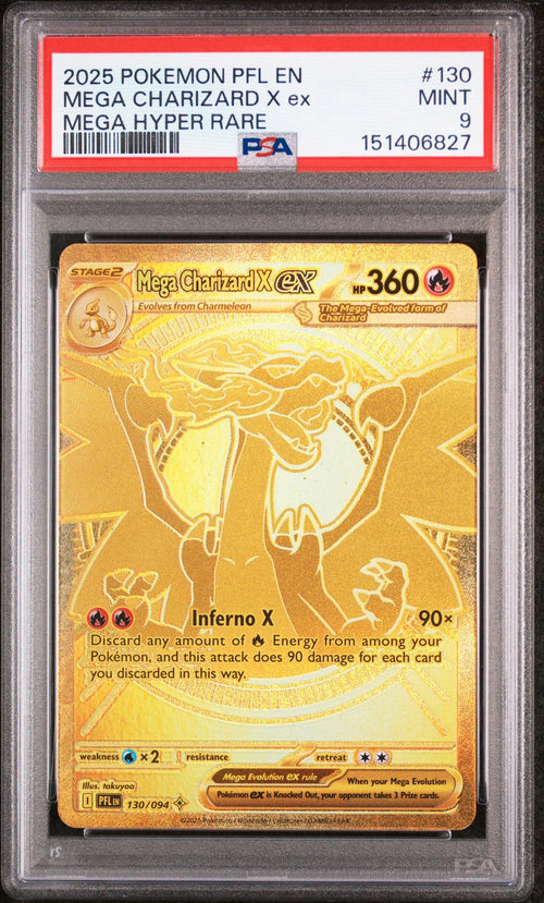 2025 Pokemon Mega Evolution Phantasmal Flames Mega Hyper Rare Mega Charizard X Ex #130 PSA 9
