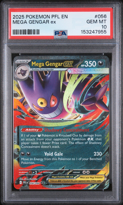 2025 Pokemon Mega Evolution Phantasmal Flames Mega Gengar Ex #056 PSA 10
