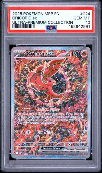 2025 Pokemon Mega Evolution Mega Charizard X Ex Black Star Promo Ultra Premium Collection Oricorio Ex #024 PSA 10