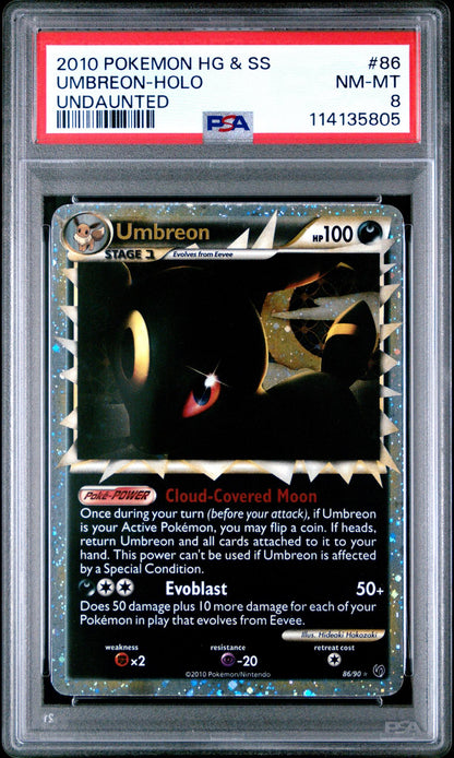 2010 Pokemon Heartgold and Soulsilver Undaunted Holo Umbreon #86 PSA 8