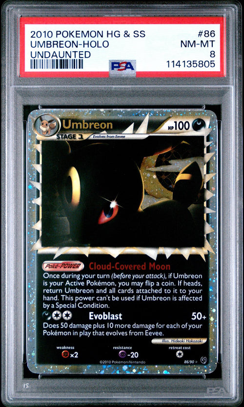 2010 Pokemon Heartgold and Soulsilver Undaunted Holo Umbreon #86 PSA 8