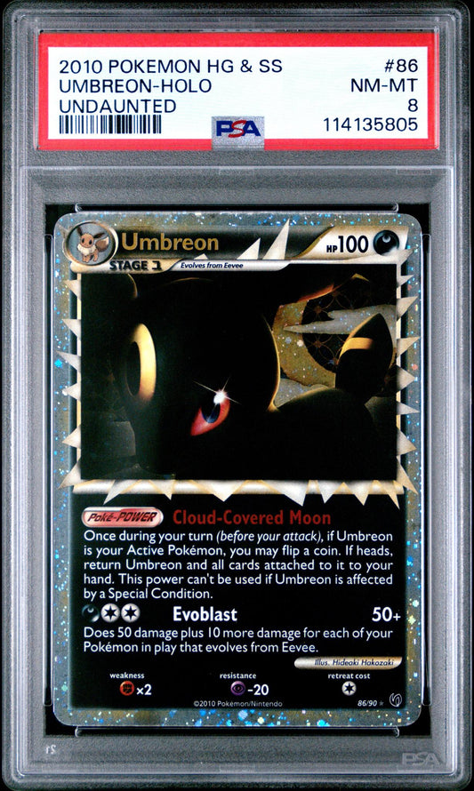 2010 Pokemon Heartgold and Soulsilver Undaunted Holo Umbreon #86 PSA 8