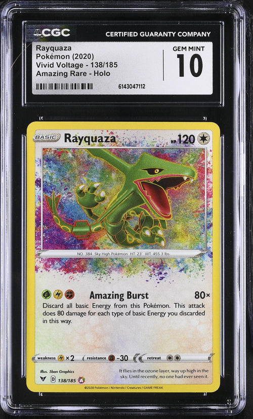 2020 Pokemon #138/185 Rayquaza Vivid Voltage CGC 10