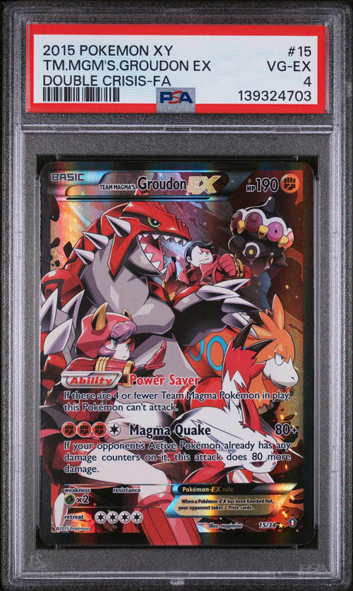 2015 Pokemon XY Double Crisis Team Magma’S Groudon Ex #15 PSA 4