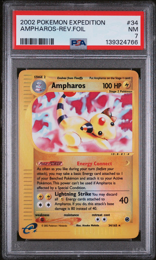 2002 Pokemon Expedition Reverse Holo Ampharos #34 PSA 7 139324766