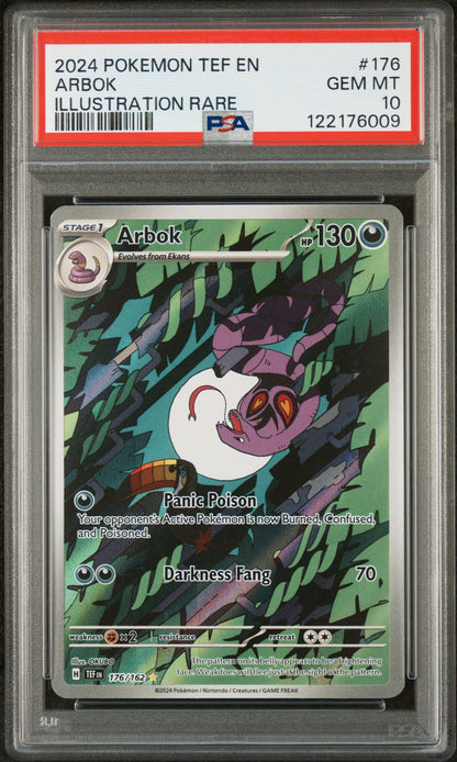 2024 Pokemon Scarlet and Violet Temporal Forces Illustration Rare Arbok #176 PSA 10