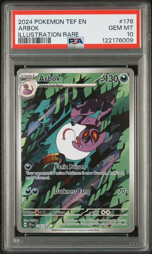2024 Pokemon Scarlet and Violet Temporal Forces Illustration Rare Arbok #176 PSA 10