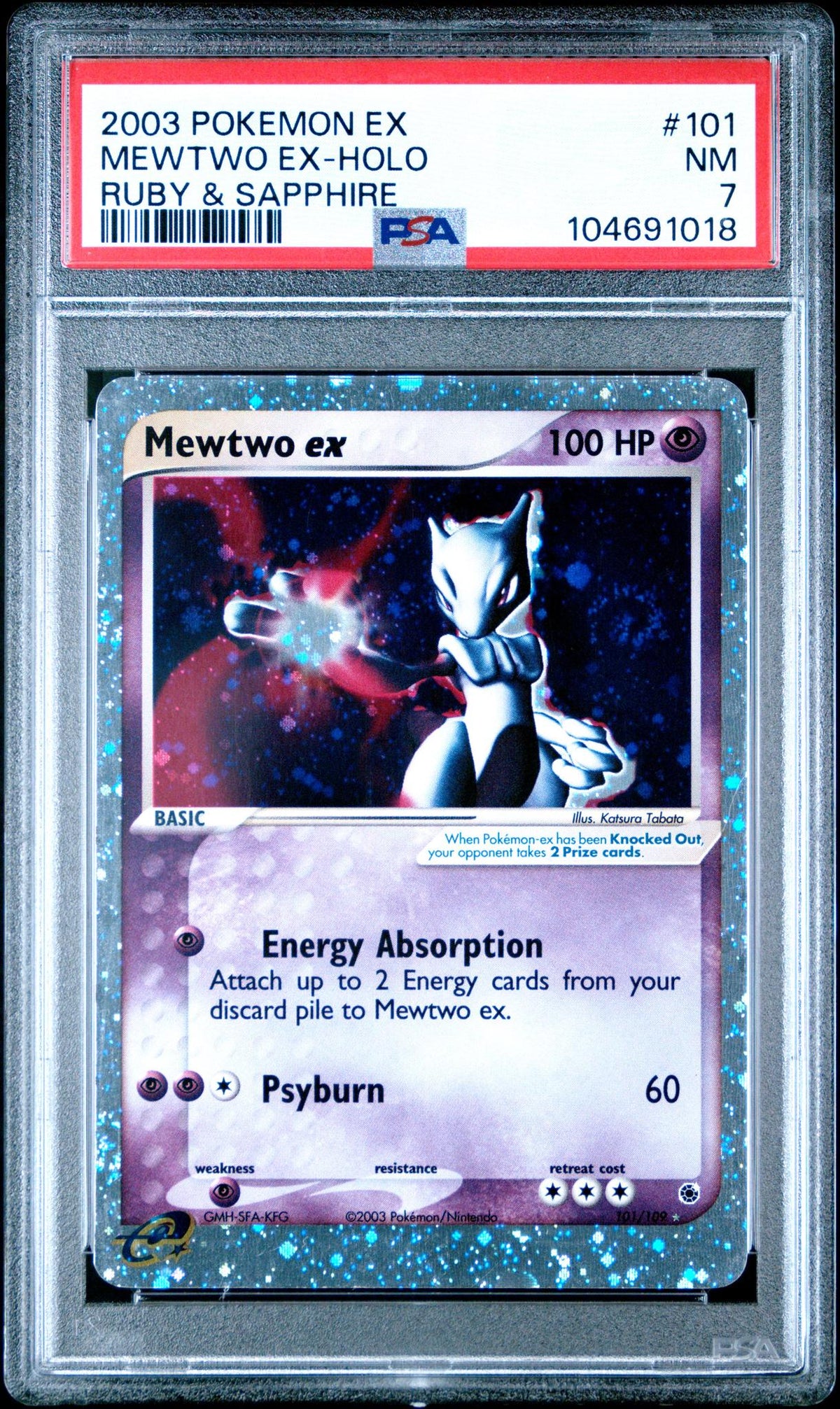 2003 Pokemon Ex Ruby and Sapphire Holo Mewtwo Ex #101 PSA 7