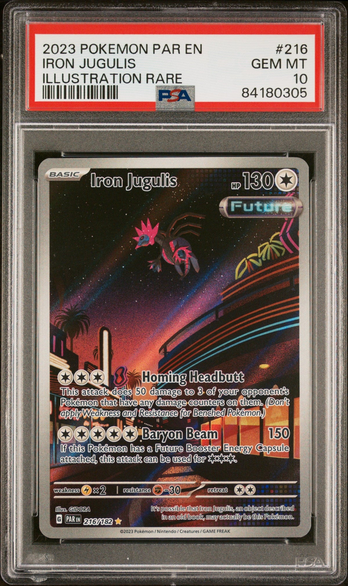 2023 Pokemon Paradox Rift Illustration Rare Iron Jugulis #216 PSA 10