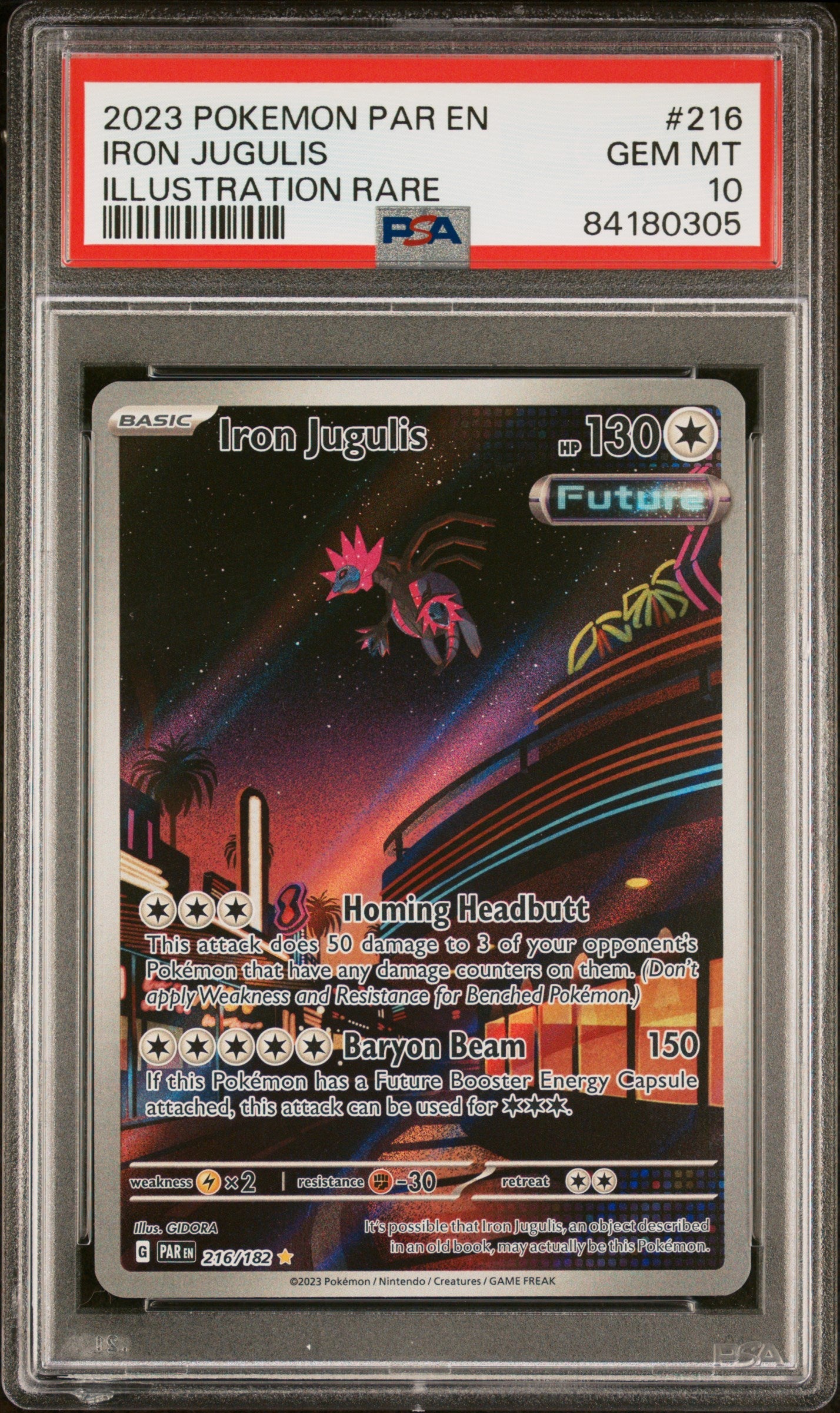 2023 Pokemon Paradox Rift Illustration Rare Iron Jugulis #216 PSA 10