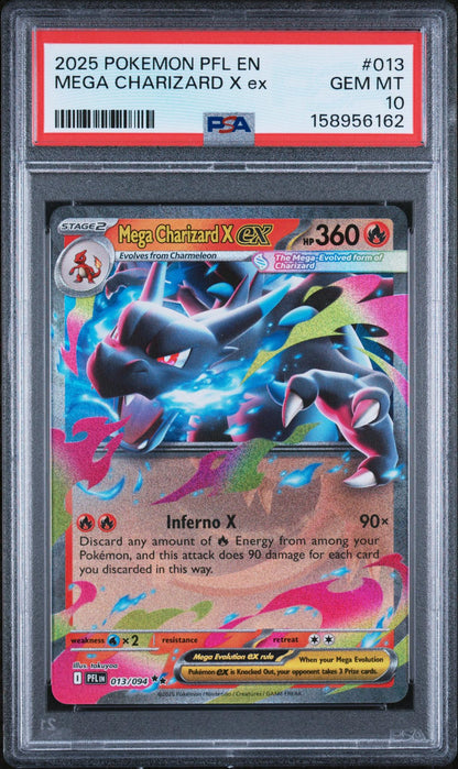 2025 Pokemon Mega Evolution Phantasmal Flames Mega Charizard X Ex #013 PSA 10
