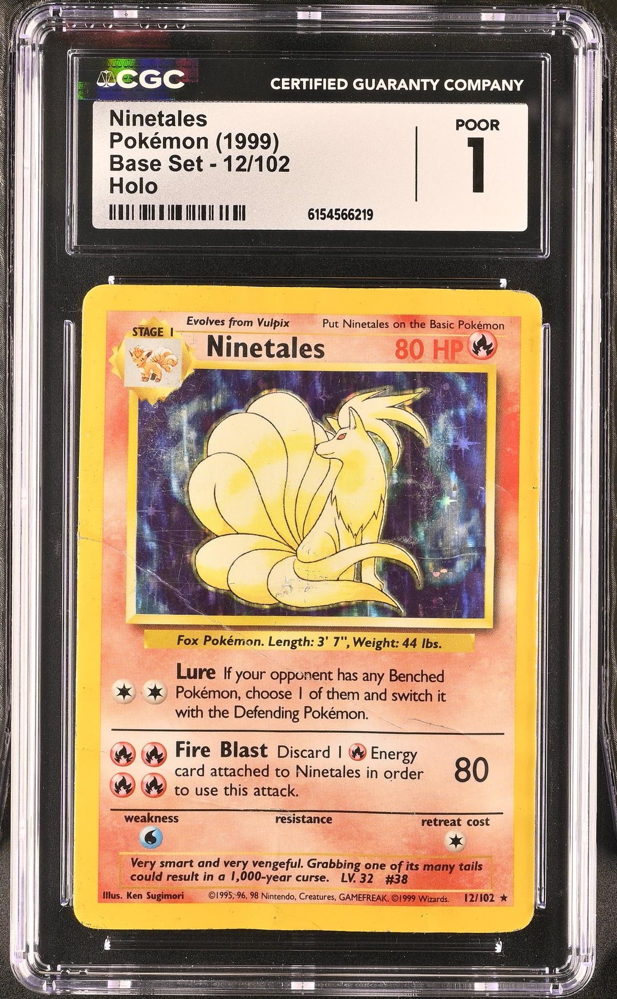 1999 Pokemon #12/102 Ninetales Base Set CGC 1