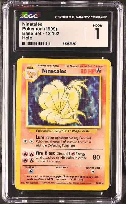 1999 Pokemon #12/102 Ninetales Base Set CGC 1