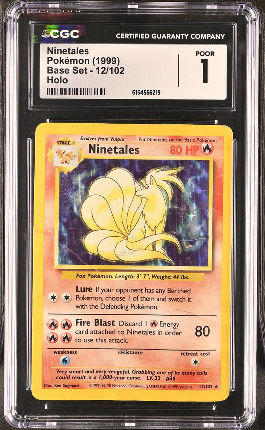 1999 Pokemon #12/102 Ninetales Base Set CGC 1