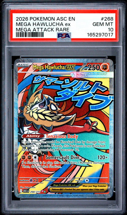 2026 Pokemon Mega Evolution Ascended Heroes Mega Attack Rare Mega Hawlucha Ex #268 PSA 10