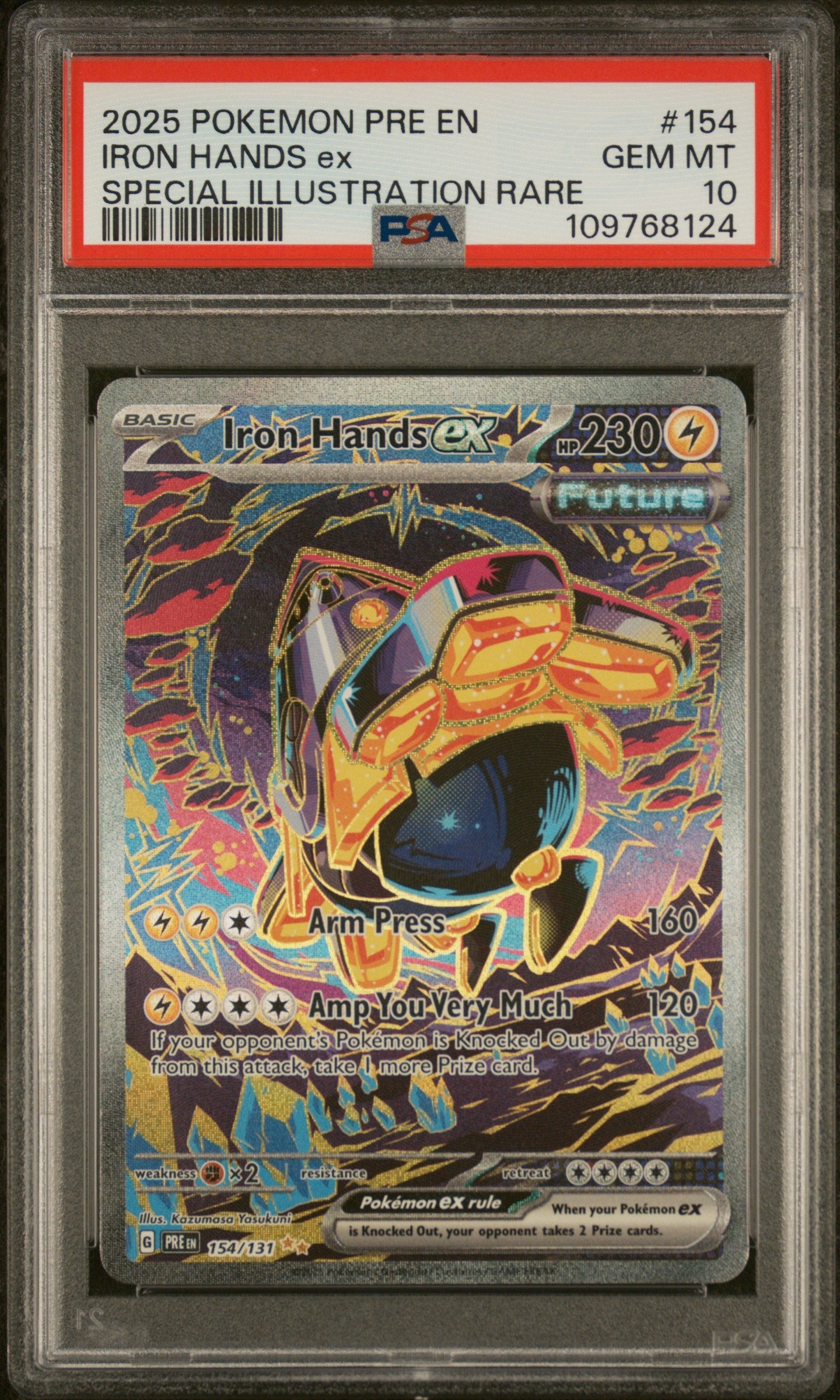 2025 Pokemon Prismatic Evolutions Special Illustration Rare Iron Hands Ex #154 PSA 10