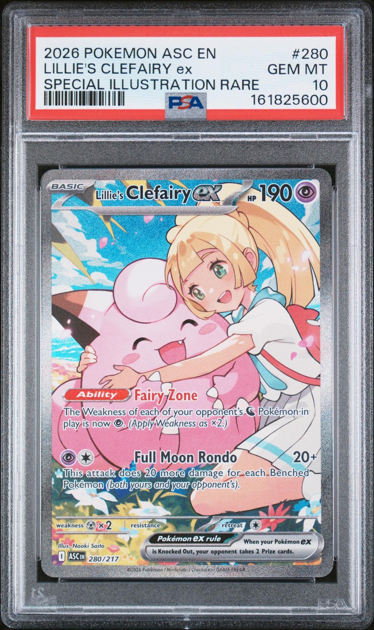 2026 Pokemon Ascended Heroes Special Illustration Rare Lillie's Clefairy Ex #280 PSA 10