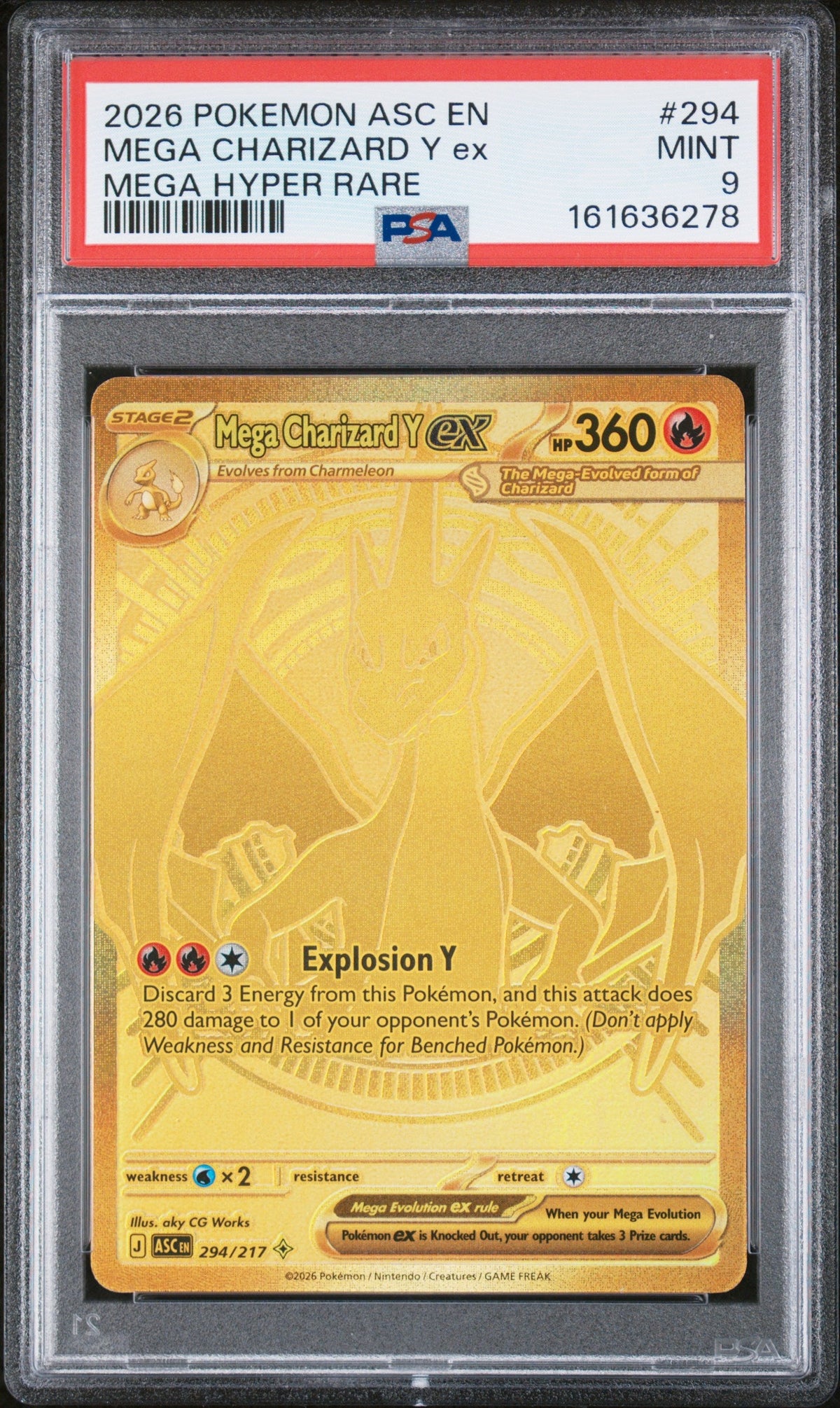 2026 Pokemon Mega Evolution Ascended Heroes Mega Hyper Rare Mega Charizard Y Ex #294 PSA 9